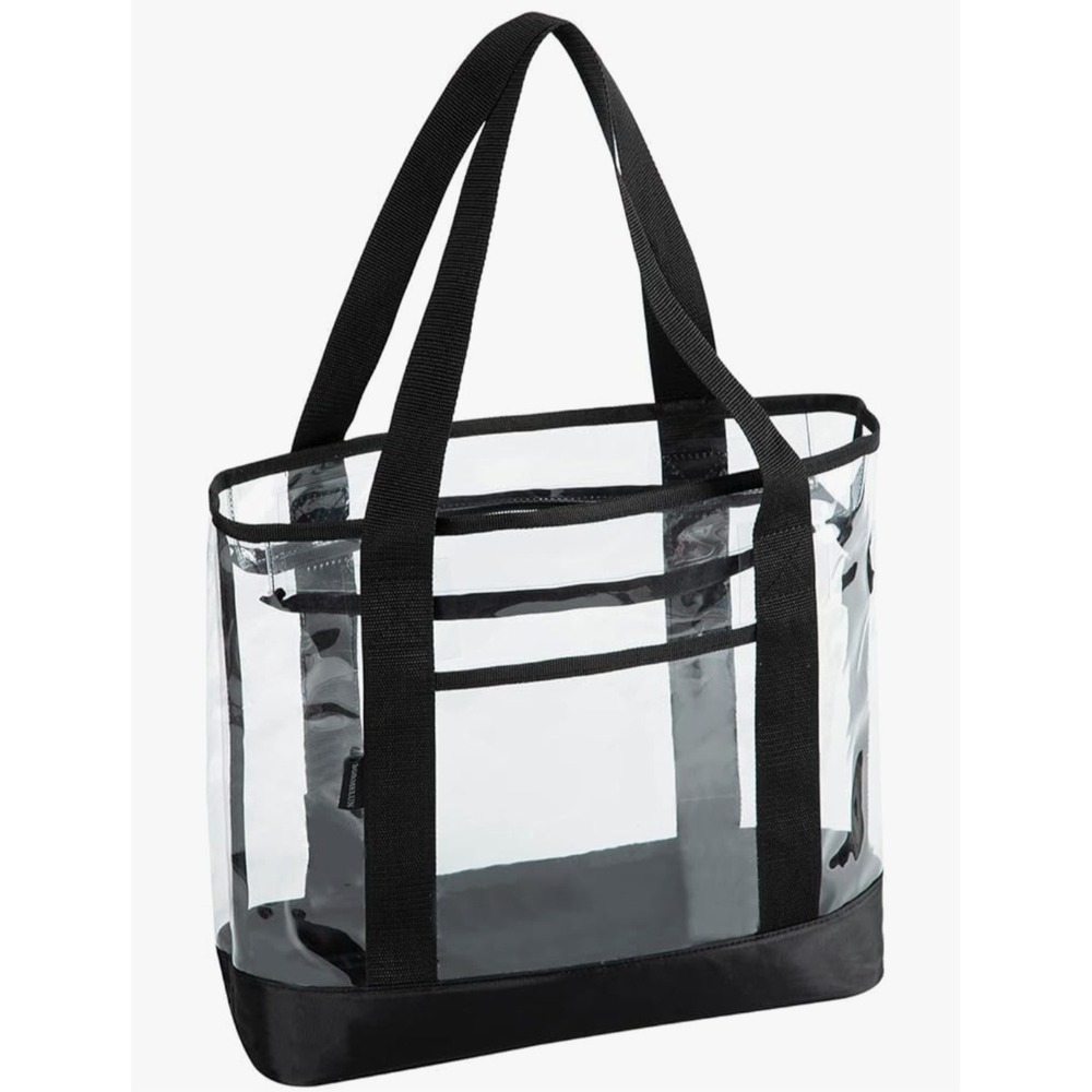 Clear Stadium Tote Bag Transparent PVC Shoulder Bag Zipper Closure Large NWT